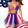 Dmaiy 4th of July Tutu Skirt Red White Blue Tutu Skirts Adult Women Tutus for Independence Day Running (Red Blue) view 2
