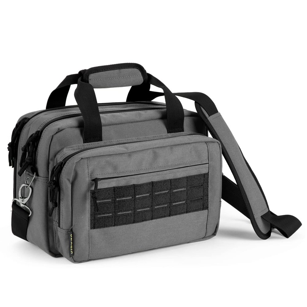 VEAGIA Range Bag,Pistol Case,Gun Range Bags For Handguns And Ammo Pouch 2 Pistols Soft Carrying Shooting Bag (Grey 2.0)