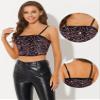 Allegra K Sequined Cami Top for Women's Velvet Spaghetti Strap Club Party Crop Tank Tops X-Small Black Pink view 4