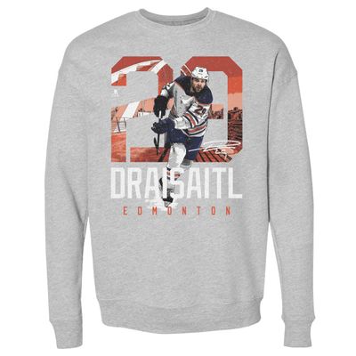500 LEVEL Leon Draisaitl Sweatshirt (Crew Sweatshirt, XX-Large, Heather Gray) - Leon Draisaitl Edmonton Landmark WHT