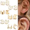 12PCS Earrings Without Ear Hole for Grils, Women Metal Earrings Nightclub Pierced Free Simple Ear Clips Jewelry Gift Golden view 1