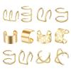 12PCS Earrings Without Ear Hole for Grils, Women Metal Earrings Nightclub Pierced Free Simple Ear Clips Jewelry Gift Golden view 2