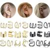 12PCS Earrings Without Ear Hole for Grils, Women Metal Earrings Nightclub Pierced Free Simple Ear Clips Jewelry Gift Golden view 4