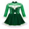 iiniim Girls Kids Faux Fur Figure Ice Skating Dress Christmas Competition Dance Wear Costume Green A 14 Years view 1