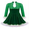 iiniim Girls Kids Faux Fur Figure Ice Skating Dress Christmas Competition Dance Wear Costume Green A 14 Years view 2