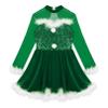 iiniim Girls Kids Faux Fur Figure Ice Skating Dress Christmas Competition Dance Wear Costume Green A 14 Years view 3