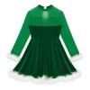 iiniim Girls Kids Faux Fur Figure Ice Skating Dress Christmas Competition Dance Wear Costume Green A 14 Years view 4