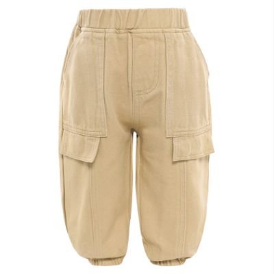 JEATHA Baby Boys Cargo Pants Pull-on Sweatpants Casual Daily Wear School Uniform Trousers for Kids Khaki 6-7 Years
