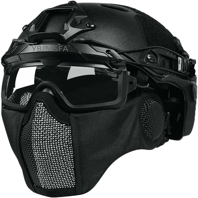 Tactical Helmet Airsoft Goggles,Tactical Face Protection MeshMask for Paintball Outdoor Game Shootin Military Gear