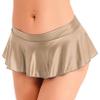 Lejafay Women Glossy Ruffled Skirt Stage Skater Mini Skirt Low Rise Pleated Skirts Rave Dance Skirts Coffee X-Large view 3
