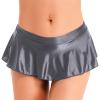 CHICTRY Women's Stretchy Flared Casual Mini Skater Skirt Solid Glossy Smooth Low Rise Miniskirts Grey X-Large view 1