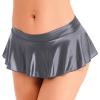 CHICTRY Women's Stretchy Flared Casual Mini Skater Skirt Solid Glossy Smooth Low Rise Miniskirts Grey X-Large view 2