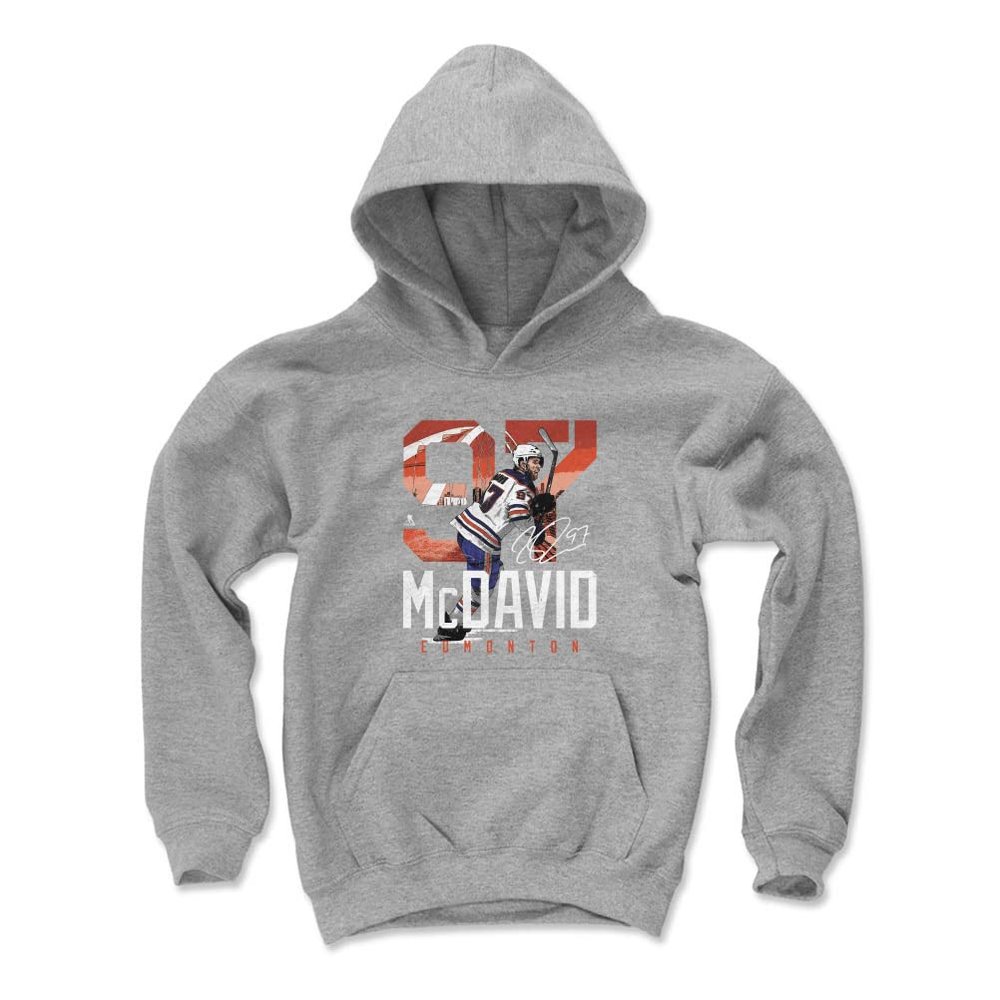 500 LEVEL Connor McDavid Youth Sweatshirt (Youth Hoodie, Medium, Gray) - Connor McDavid Edmonton Landmark WHT