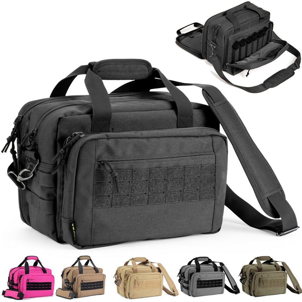 VEAGIA Range Bag Pistol Case Gun Range Bags For Handguns And Ammo Gun Case 3 Pistols Soft Carrying Bags (Black 4.0)