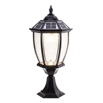 CHENKUI Chinese Type Post Lamp Outdoor Solar Cap Lamp Decorative Glass Lampshade with LED Waterproof Light Dock Mounting Base and Dock Mounting Adapter for Fence Deck Or Deck Decoration