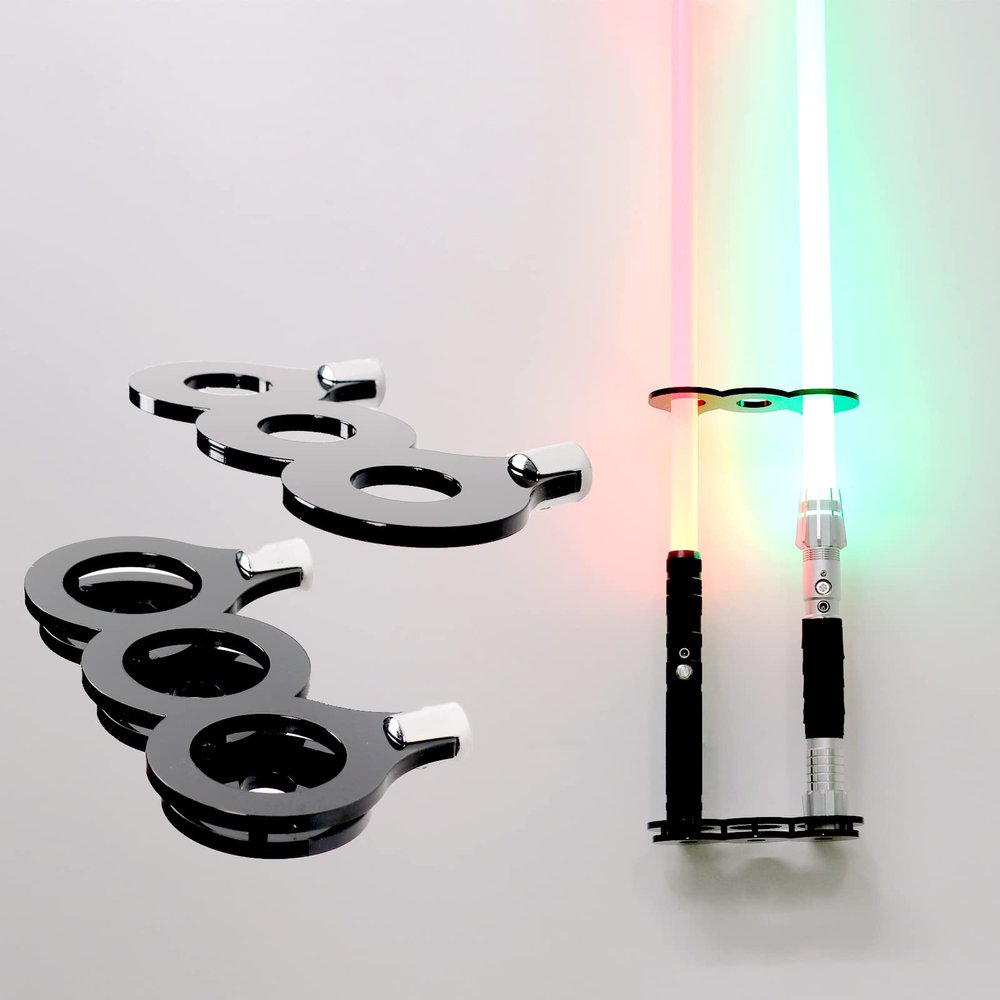 WANLIAN Lightsaber rack wall mounted vertical display stand lightsaber levitation display stand sword stand most lightsaber compatible(Black 3 hole)