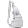 Small Leather Sling Bag Casual Crossbody Daypack for Men Women Outdoor Travel Camping Hiking Fishing Shoulder Chest Pack (White) view 1