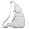 Small Leather Sling Bag Casual Crossbody Daypack for Men Women Outdoor Travel Camping Hiking Fishing Shoulder Chest Pack (White) view 2