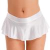 Lejafay Women Glossy Ruffled Skirt Stage Skater Mini Skirt Low Rise Pleated Skirts Rave Dance Skirts White X-Large view 1