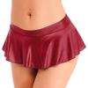 Lejafay Women Glossy Ruffled Skirt Stage Skater Mini Skirt Low Rise Pleated Skirts Rave Dance Skirts Red Large view 3