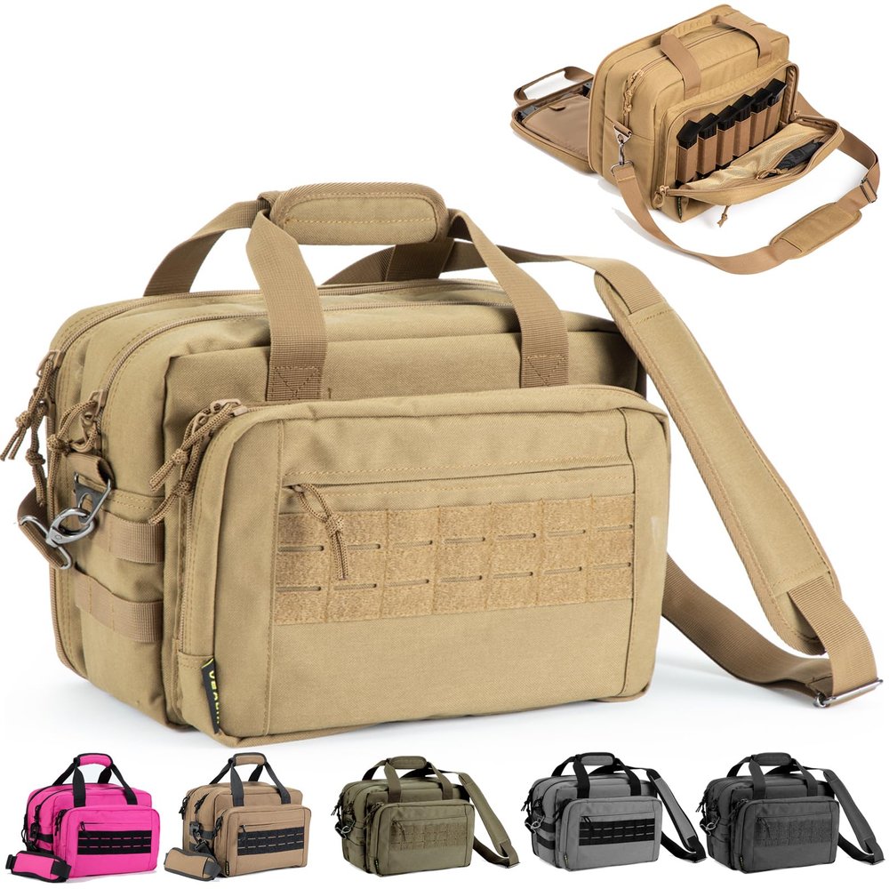 VEAGIA Range Bag Pistol Case Gun Range Bags For Handguns And Ammo Gun Case 3 Pistols Soft Carrying Bags(Khaki 2.0)