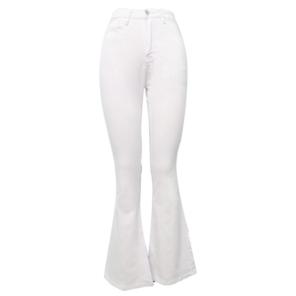 Flare Bell Bottom Jeans for Women High Waisted Stretch Wide Leg Denim Pants Classic Slimming Retro Comfy Jean (White,3X-Large)