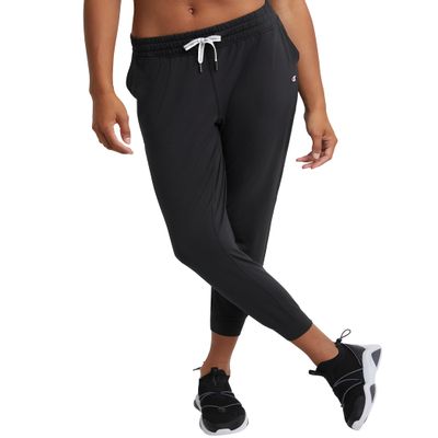 Champion, Soft Touch, Moisture-Wicking Sweatpants, Joggers for Women, 25", Black C -Patch Logo, Large