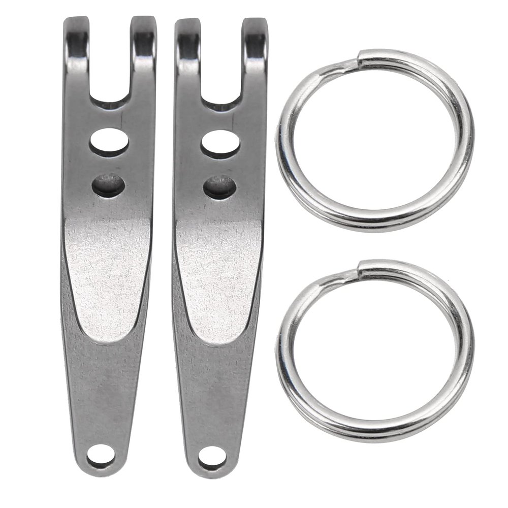 2Pcs Suspension Pocket Clip, Outdoor Belt Clip Stainless Steel Hanging Buckle Keychain Holder with Keychain