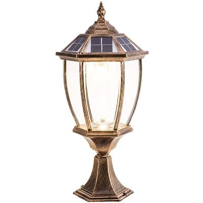 CHENKUI Chinese Type Post Lamp Outdoor Solar Cap Lamp Decorative Glass Lampshade with LED Waterproof Light Dock Mounting Base and Dock Mounting Adapter for Fence Deck Or Deck Decoration
