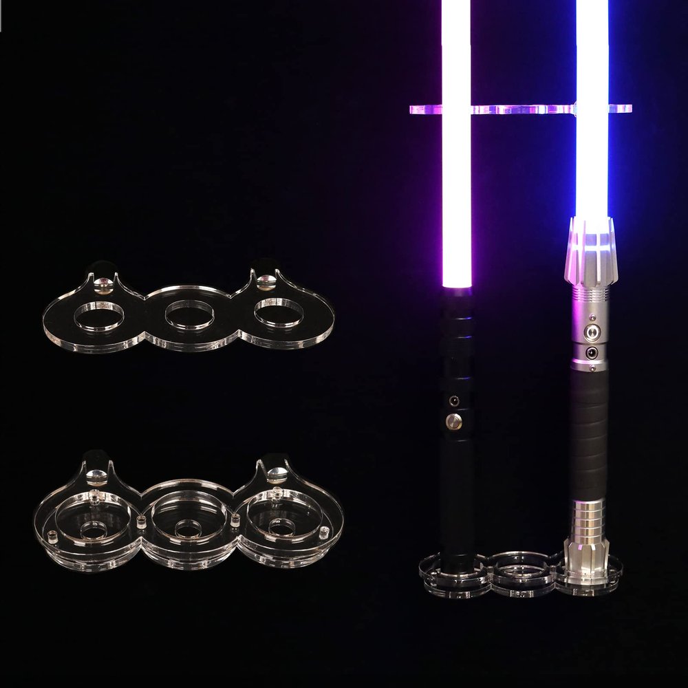 WANLIAN Lightsaber rack wall mounted vertical display stand lightsaber levitation display stand sword stand most lightsaber compatible(Transparent 3 holes)