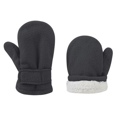 UTTPLL Toddler Mittens Unisex Sherpa Lined Fleece Gloves Winter Warm Easy-On Kids Winter Outdoor Mittens for Baby Boys Girls Drak Grey M (Fits 6-24 Months)