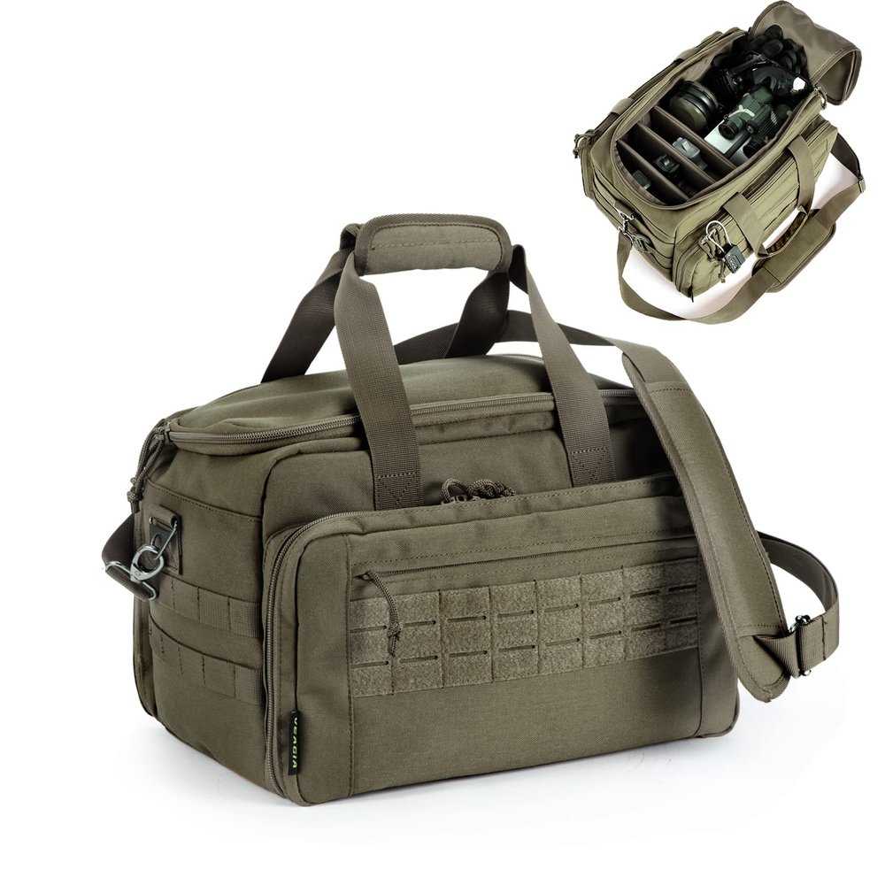 VEAGIA Pistol range bag Gun bag Pistol case Gun case Magazine Lockable double-layer explosion proof zipper Pistol Soft Carrying Bags (ArmyGreen 2.0)