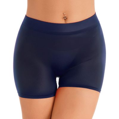Lejafay Women Biker Shorts Swim Shorts Sheer Board Short See Through Bikini Bottom Shorts Hot Pants Navy Blue One Size