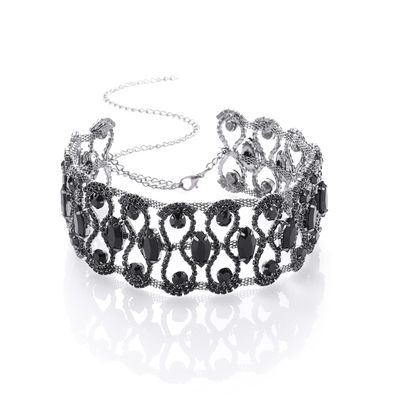 CanB Rhinestone Necklace Choker Black Crystal Collar Wedding Bridal Choker Sparkly Neck Jewerly Accessories for Women
