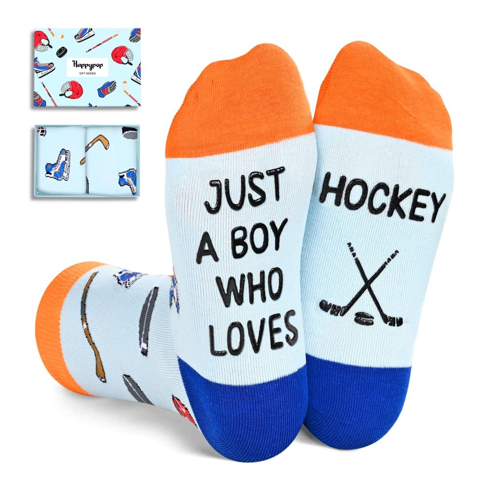 HAPPYPOP Birthday Gift Ideas for Boys - Hockey Socks for Kids, Ice Hockey Gifts for Young Boys