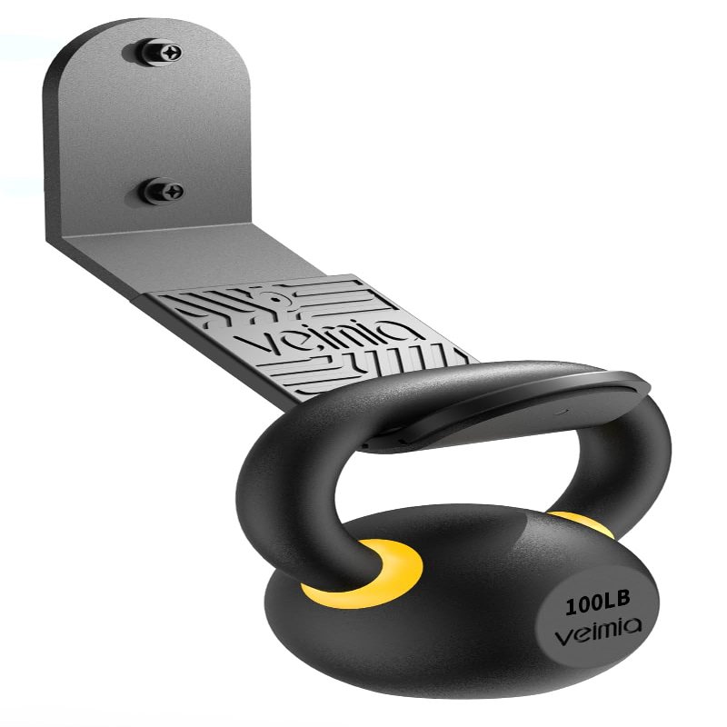 veimia Kettle Bell Wall Rack, Wall Mounted Kettle Bell Storage Hanger, Gym Storage Mount for Many Size Kettlebell, Kettlebell Rack with Rubber mat is Choice for Home or Commercial Gyms