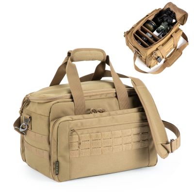 VEAGIA Pistol range bag Gun bag Pistol case Gun case Magazine Lockable double-layer explosion proof zipper Pistol Soft Carrying Bags (Khaki 2.0)