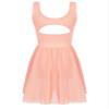 Kaerm Women Contemporary Ballet Leotard Costume Lyrical Dance Dress Illusion Chiffon High Low Skirted Dancewear Pink X-Small view 4