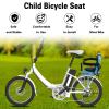 Futchoy Child Bike Seat, Rear Mounted Child Bike Seats, Back Mount Kids Seat with Non-Slip Armrests/Pedals Padde/Seat Belt/U-Shaped Guardrail, Hold Up to 88lbs, Suitable for Children Aged 1-3 (Blue) view 2