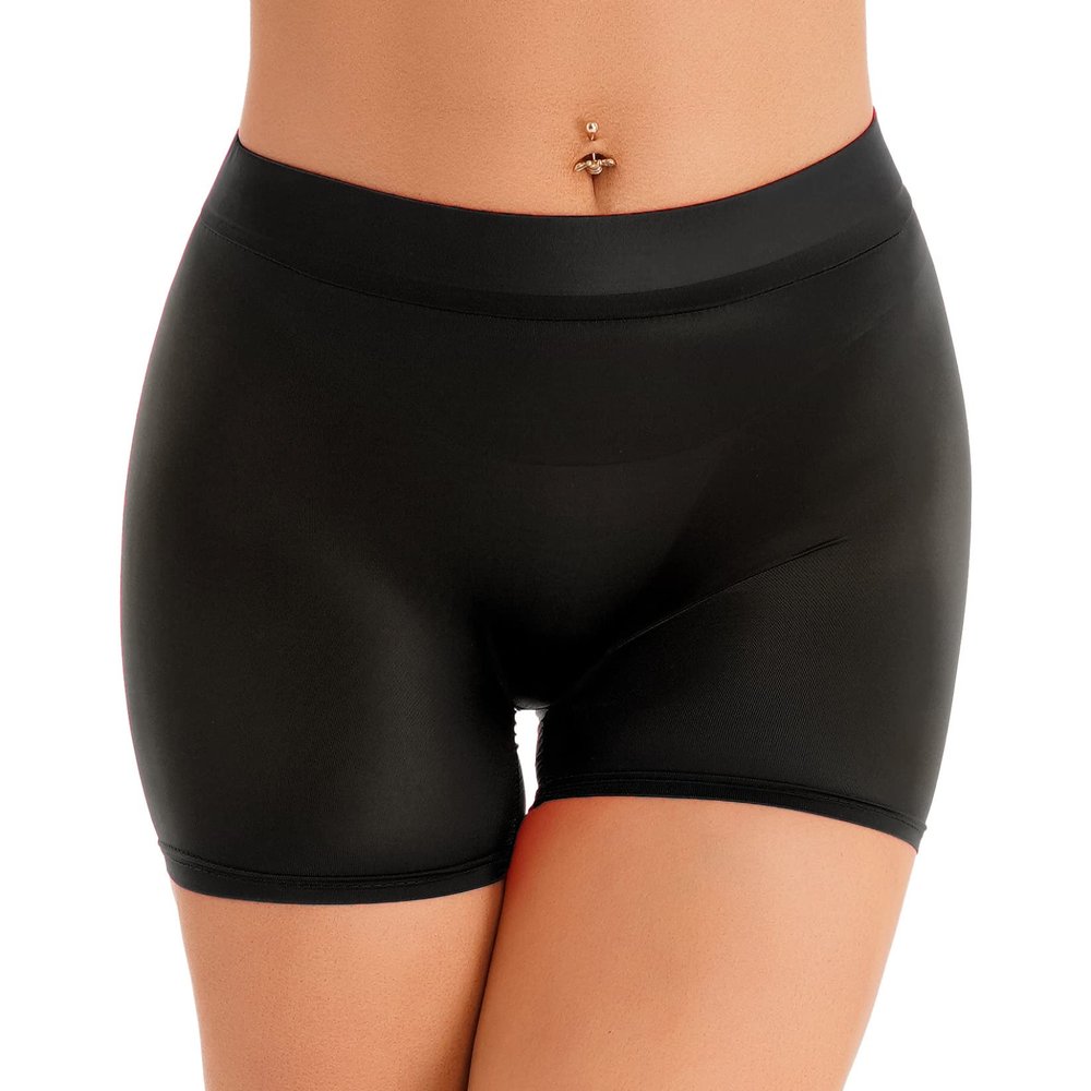 Lejafay Women's Biker Shorts Swim Shorts See Through Bikini Bottom Hot Pants Black One Size