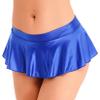 Lejafay Women Glossy Ruffled Skirt Stage Skater Mini Skirt Low Rise Pleated Skirts Rave Dance Skirts Blue X-Large view 2