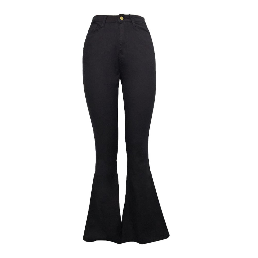 Maiyifu-GJ Women's Flare Bell Bottom Jeans High Rise Slimming Wide Leg Denim Jeans Retro Slim Boot Cut Jean Trousers (Black 1,3X-Large)