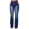 Women's Vintage Classic Flared Jeans Retro Button Up Bell Bottom Denim Pants High Waist Boot Cut Jean Trousers (Dark Blue,Small) view 1