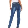Maiyifu-GJ Women's Double Breasted High Waist Jeans Stretch Butt Lifting Button Down Denim Pants Retro Skinny Jean Trousers (Blue 1,Large) view 2