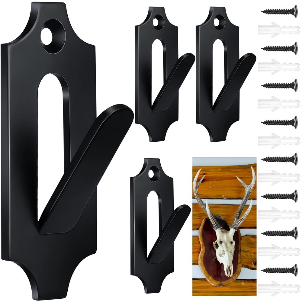 LEIFIDE 4 Pcs European Mount Skull Hanger Deer Skull Hooks Bracket Wall Mount Deer Antler Hanger Kit for Indoor Outdoor Hanging Mule Antelope Elk Small Game Animal Hunting Decor