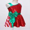 Moily Kids Girls Christmas Dance Sequins Figure Skating Dress Tutu Ballet Leotard Holiday Party Fancy Striped Red&Green 12 Years view 4