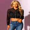 Allegra K Mesh Crop Jacket for Women's Party Club Lightweight Long Sleeve Bomber Sheer Jacket Small Black view 2