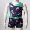 Moggemol Kids Girls Shiny Metallic Sleeveless Ballet Gymnastics Leotards with Shorts Outfits for Figure Skating Dance Dark 10 Years view 3