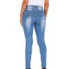 Maiyifu-GJ Women's Double Breasted High Waist Jeans Stretch Butt Lifting Button Down Denim Pants Retro Skinny Jean Trousers (Blue 2,X-Large) view 4