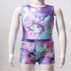 Moggemol Kids Girls Shiny Metallic Sleeveless Ballet Gymnastics Leotards with Shorts Outfits for Figure Skating Dance Varicoloured 8 Years view 4